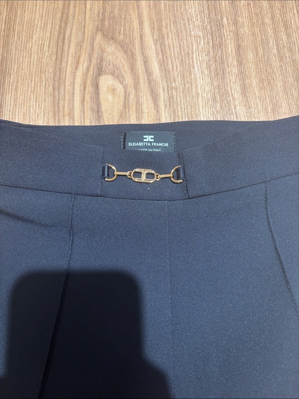 Elisabetta Franchi Black Trousers with Gold Hardware